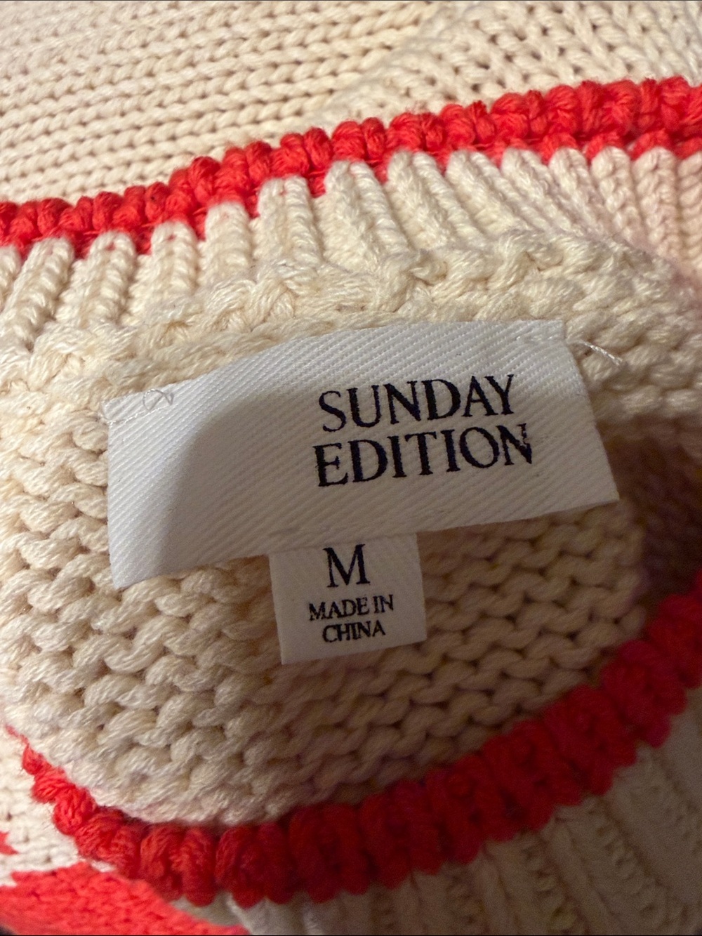 Sunday Edition Sweater Vest Womens M Cream Lobster Crew Neck Chunky-Knit - Picture 3 of 3